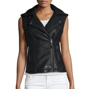 Max Studio Black Faux Leather Biker Vest